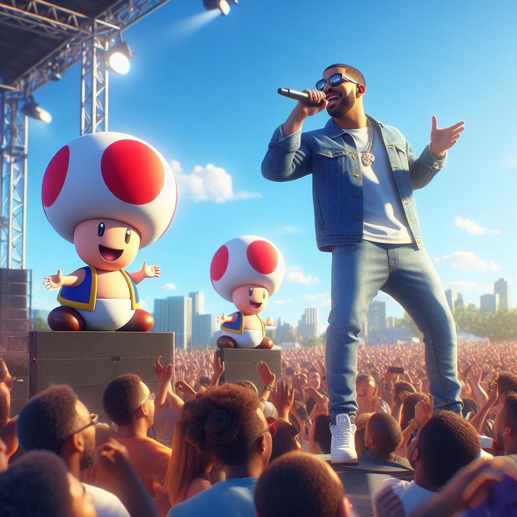 Drake and Toad drop a special Super Mario themed album in honor of Mar10 Day. They cover classic songs from the Super Mario franchise, such as "Take On Me," "Holding Out for a Hero," and "Thunderstruck."