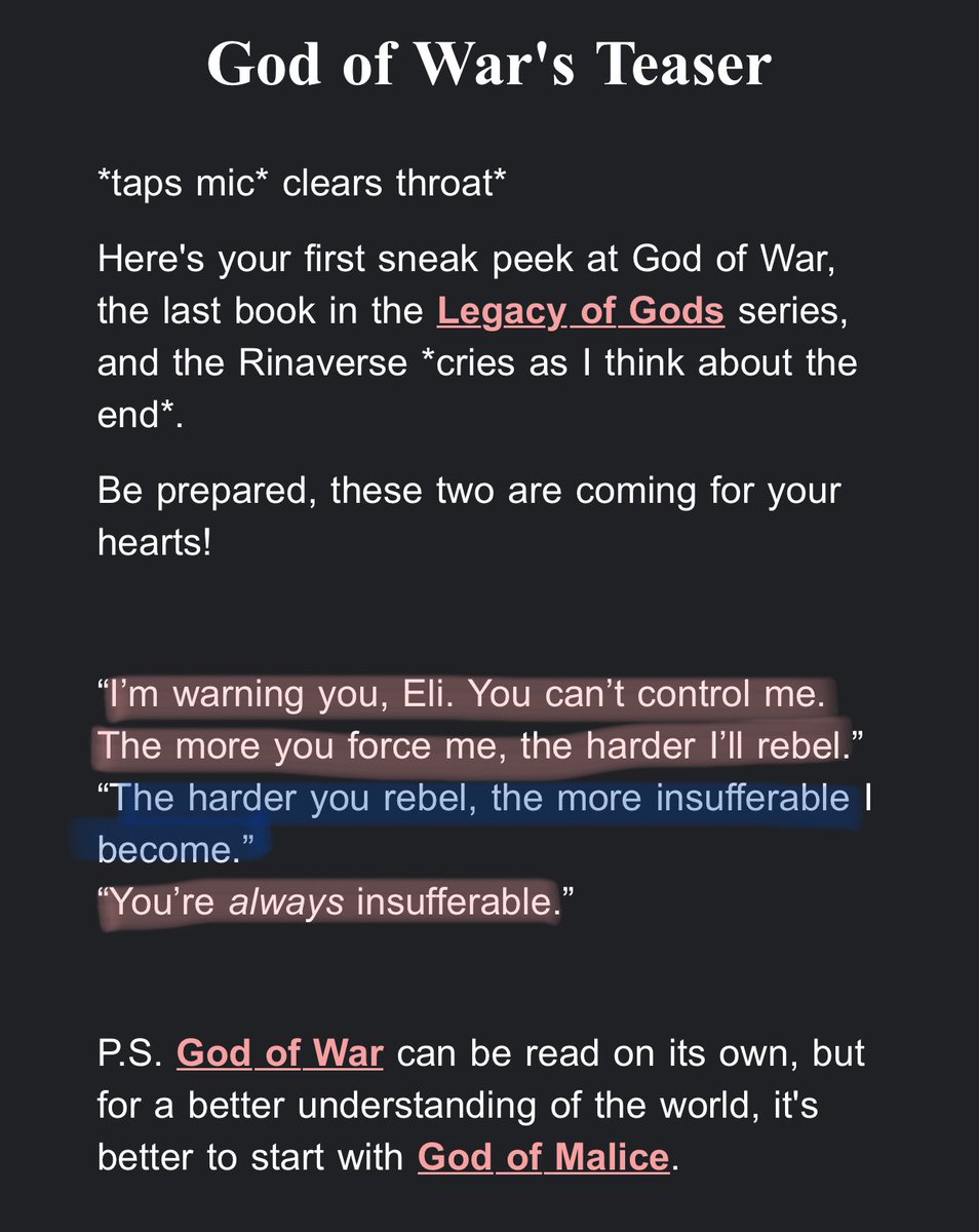 [ God of War — NEW TEASER 📰 ]

“I’m warning you, Eli. You can’t control me. The more you force me, the harder I’ll rebel.”
“The harder you rebel, the more insufferable I become.”
“You’re always insufferable.”