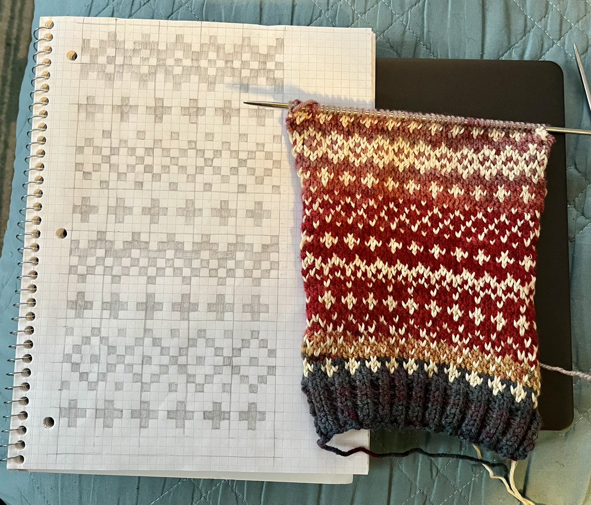 New to #colorwork #knitting, but I love it! Here are a few of my beginning tests. First is pattern work. Love!