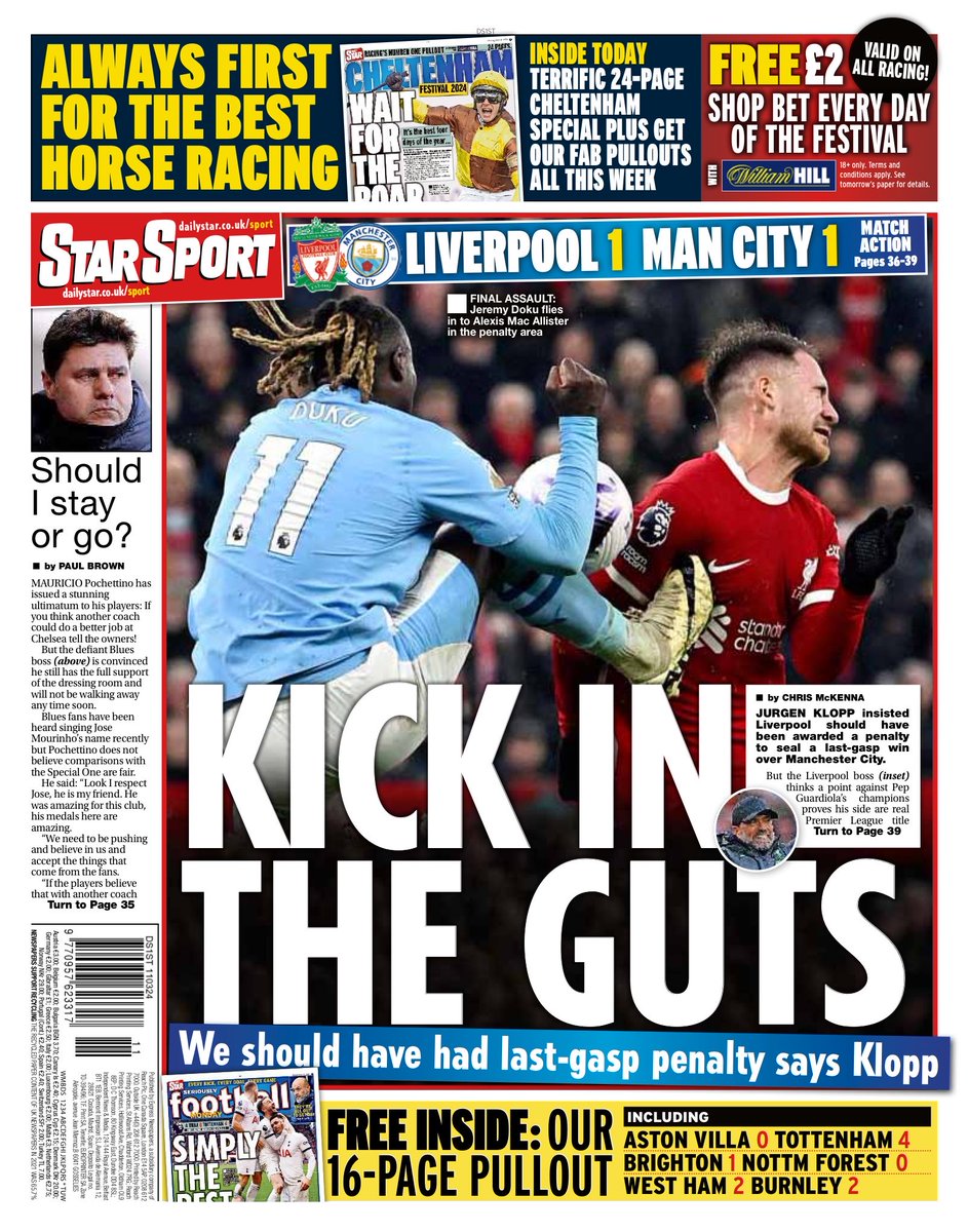 STAR SPORT: Kick In the Guts #TomorrowsPapersToday