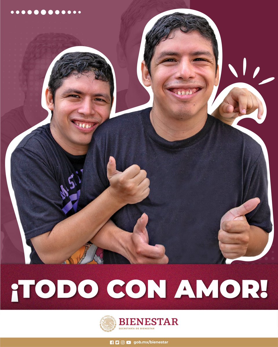 Para contribuir al #Bienestar de las #PersonasConDiscapacidad, fomentemos una sociedad de respeto, #amor e inclusión.

#PrimeroLosPobres