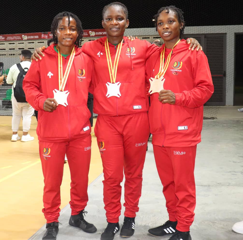 Our three medalists of today ( Team-Cameroon: wrestling