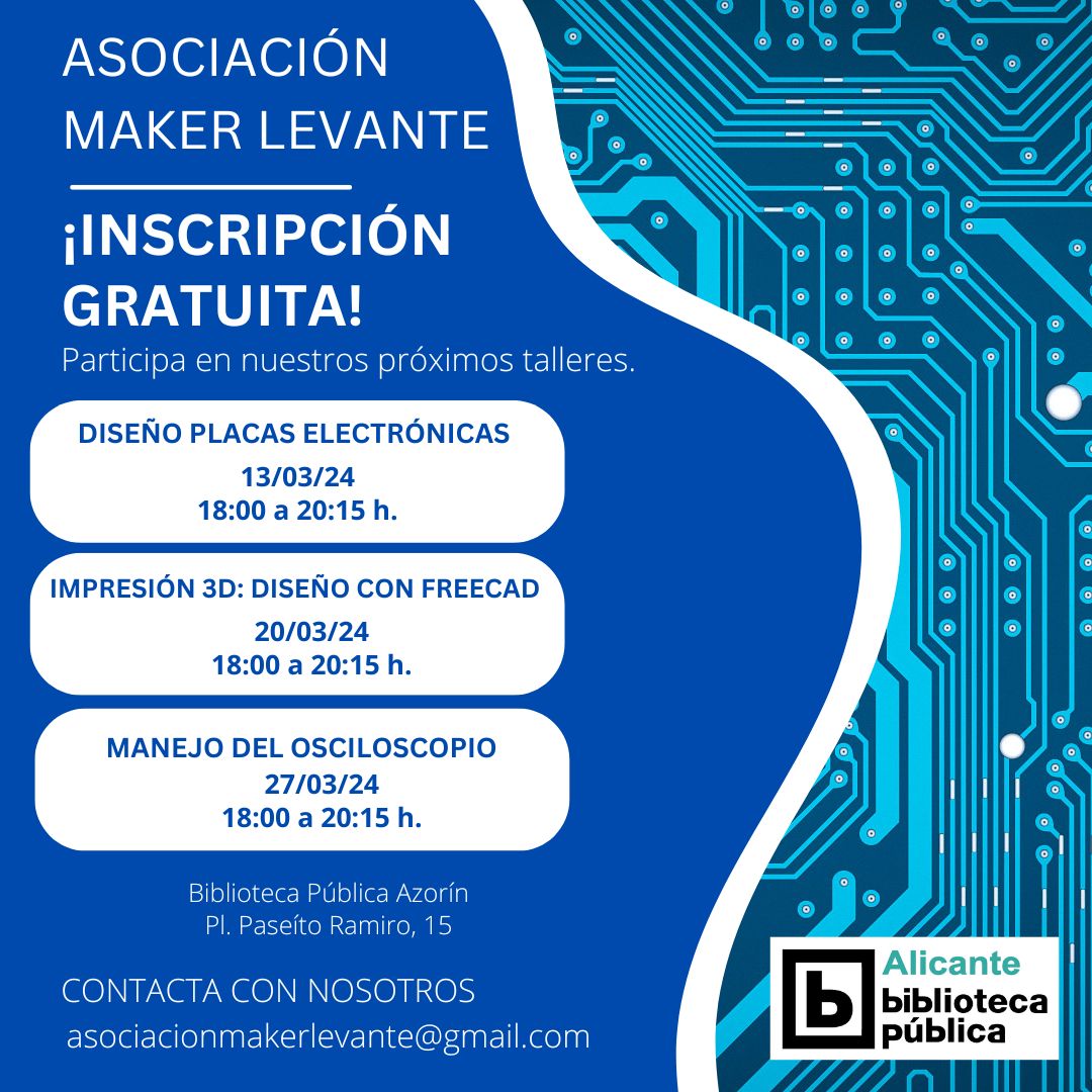 JMNElectronica's tweet photo. Próximas actividades del mes de marzode la Asociación Maker Levante en la biblioteca pública Azorín.  

Para todo el que quiera asistir. https://t.co/xmJ6IqogJT