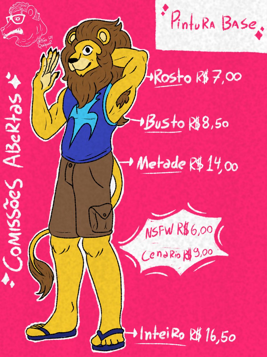 Ursoqualquer16's tweet photo. 🎨COMISSÕES ABERTAS🎨

Olá a todos, estou começando a minha primeira comissão de artes, fico feliz para estar aqui e trabalhar para vocês.🐻

🚫O que não faço:🚫
- 🧒🏽personagem menor de idade.
- 🩸Gore.

Só mandar pela DM, e vamos fazer um acordo.🤝🏻

#commissionsopen
#comission https://t.co/dz7M2PSbjg