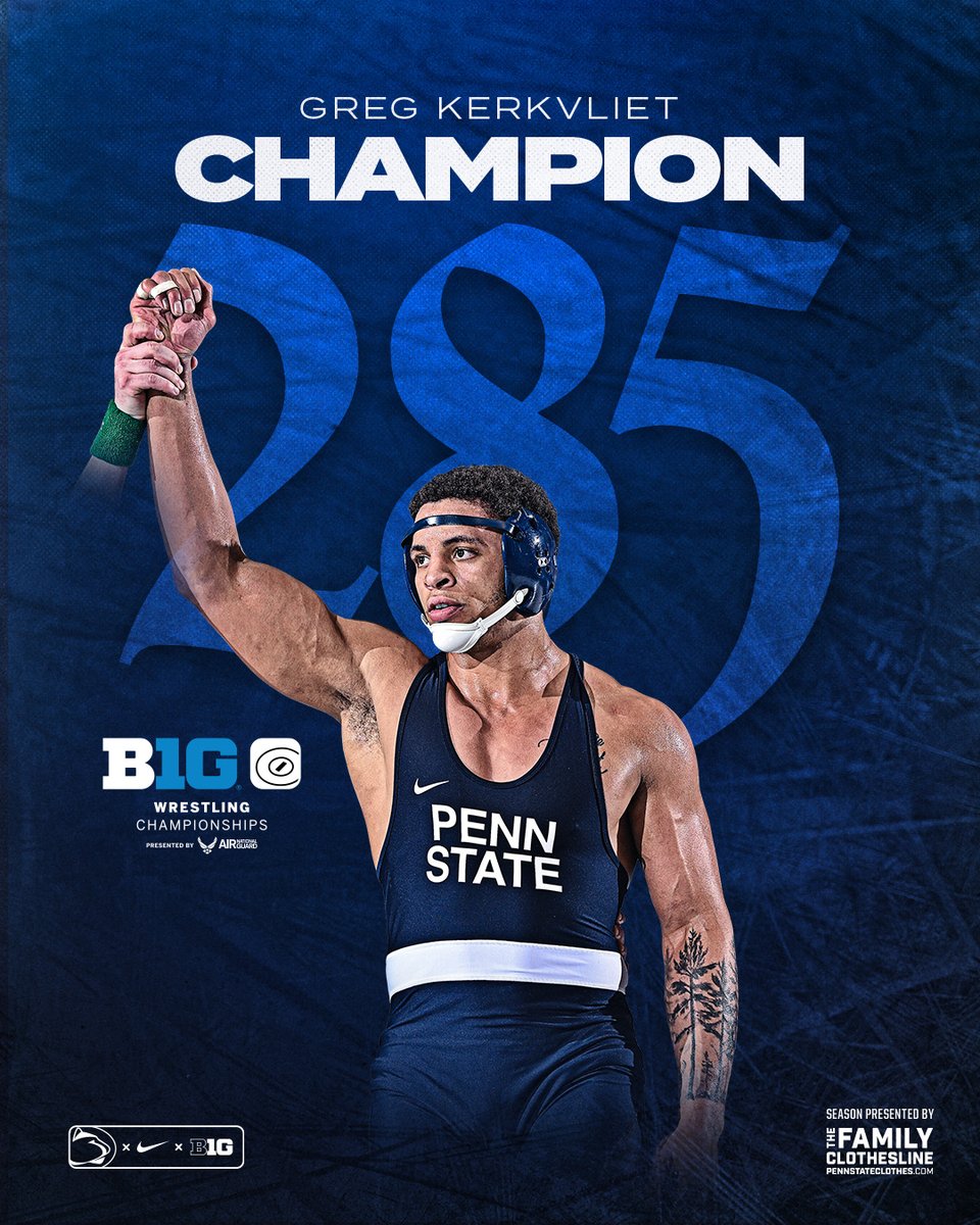 PennStateWREST's tweet photo. GREG KERKVLIET B1G CHAMPION!
Kerkvliet the 9-3 win over Feldman!!!
#PSUwr https://t.co/UbT2XA7D1b