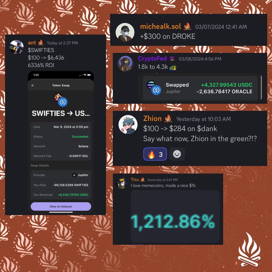 Vibes have been at an all time high &amp; our community has been making a killing during this memecoin season 🤑

At this rate, most our holders have already paid off their NFT 

Don’t sleep on us 😴