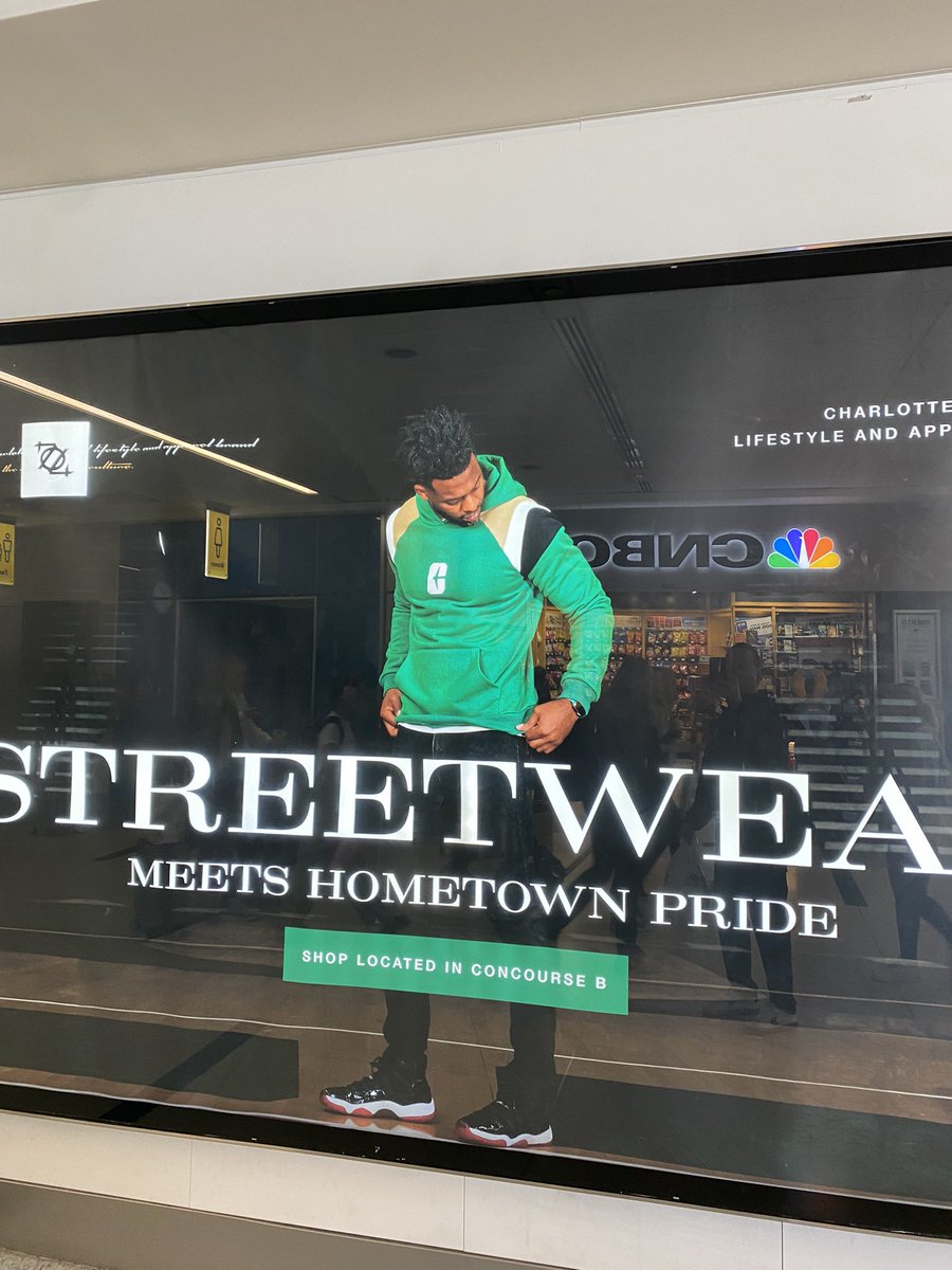 rmikehill's tweet photo. Had to stop by @704Shop at @CLTAirport and pick up some new gear on my way to see @CharlotteWBB in Fort Worth! Niners — make sure you stop by when you fly in and out of Charlotte to show the demand for our brand! #GoldStandard⛏️ https://t.co/h77TEmUKbO