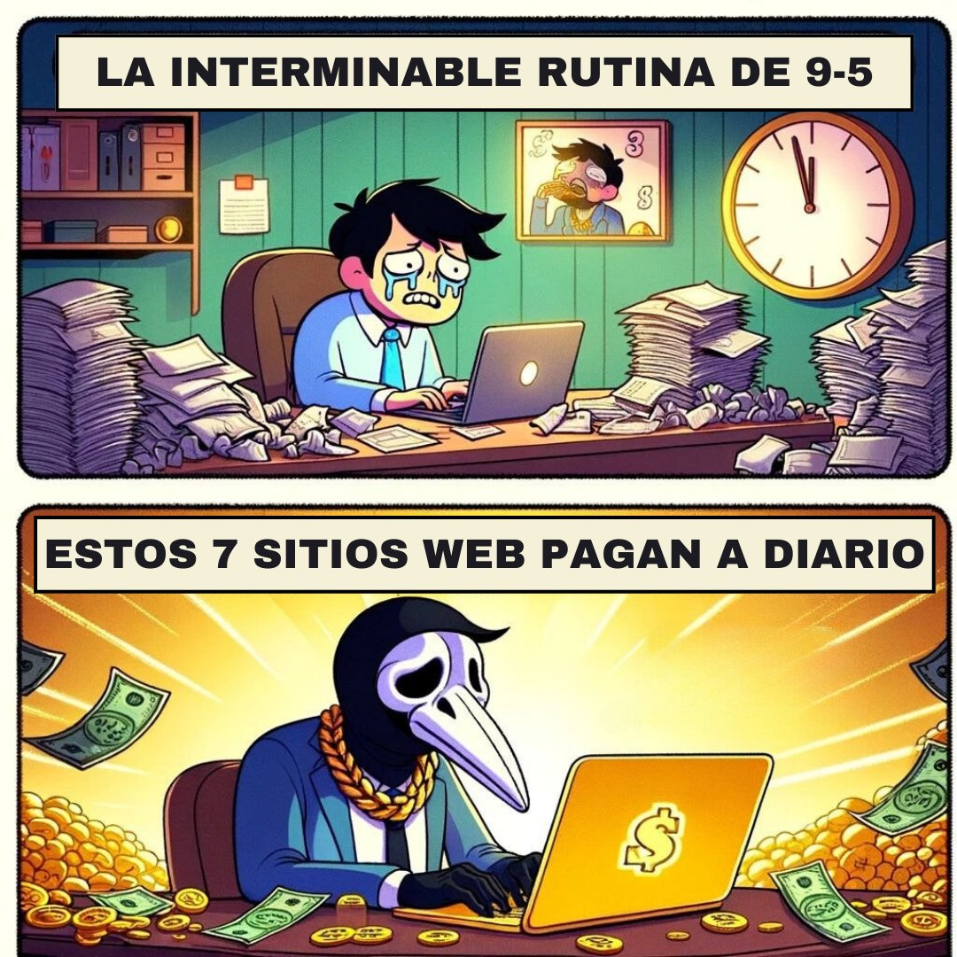 copyelpadrino's tweet photo. De 9 a 5 es una estafa.

Estos 7 sitios web pagan diariamente :

🧵 HILO🧵 https://t.co/fHYHlZLqrk