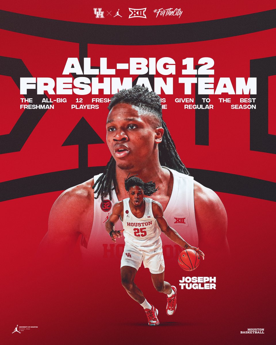 If you aren't excited about #⃣2⃣5⃣'s future... we can't help you! @Joseph_Tugler named to Big 12 All-Freshman Team 🏀 First Conference postseason honor for Jojo #ForTheCity x #GoCoogs