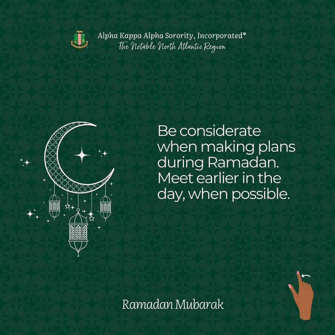 Chanty_Lyles's tweet photo. Via @AKANARegion
Embracing the spirit of Ramadan, we reflect, pray, and grow together. May this month be filled with peace, understanding, and enlightenment.
๐๐ #AKA1908 #NarFIRST #SisterlyServingYouFIRST #Ramadan https://t.co/k58nHfQbDZ