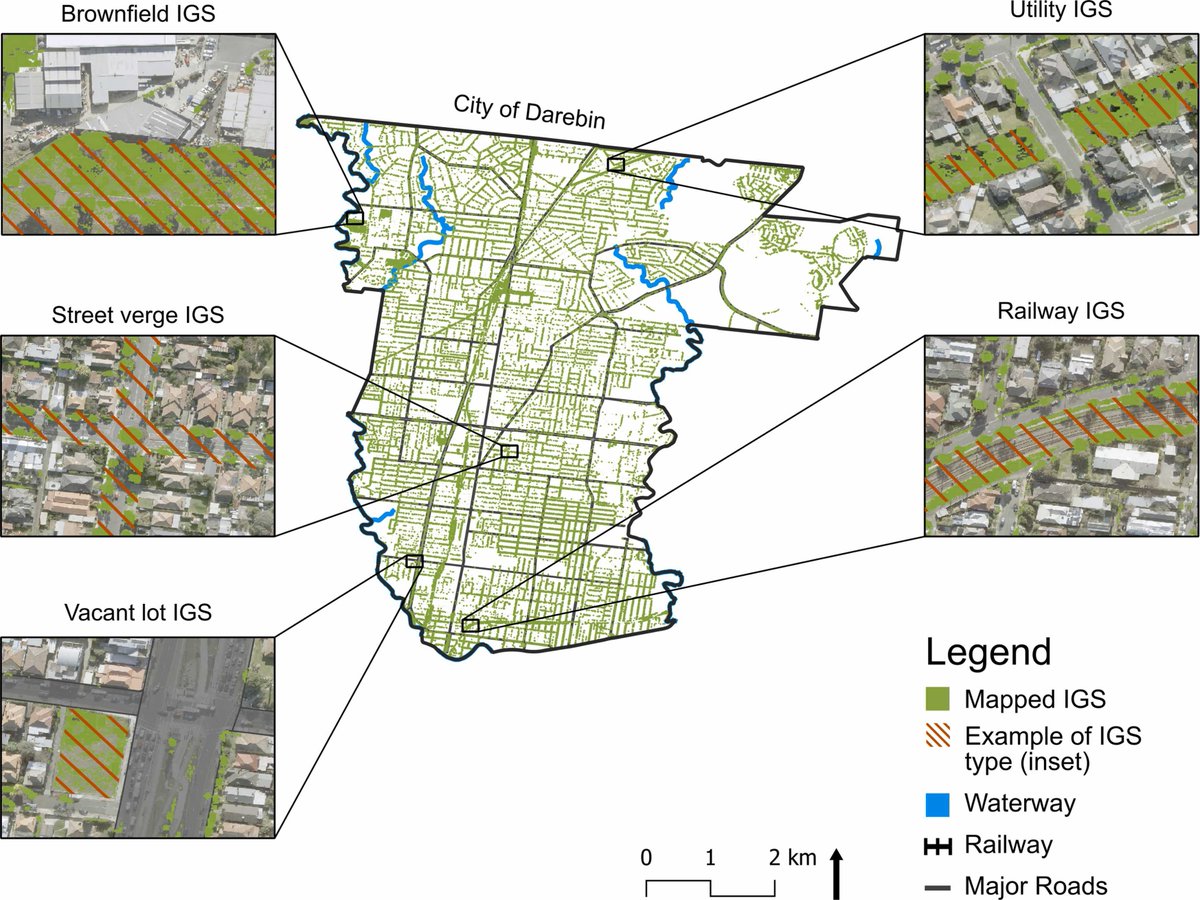 📢New paper lead by @HughStanford1! Ever wondered what's going on with the random patch of grass behind your house? Wanted to know how much vegetation is hiding beside railways? Our method identifies & maps these informal green spaces! 🌿🗺️ #urbanNature sciencedirect.com/science/articl…