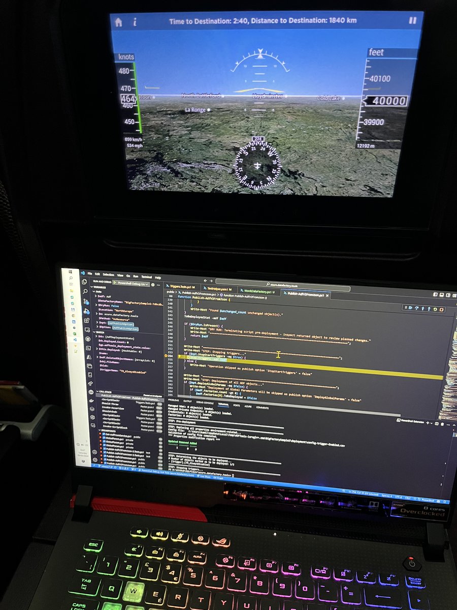 NowinskiK's tweet photo. 👉 What to do during long-haul flights (like this one between UK and US for #MVPsummit)?
🚀 I spent 4 hours enhancing unit test sets, simulating target ADF service, and making them tremendously faster in #adftools. 💪
#mvpbuzz #adftools #cicd #devops @Avanade @AzDataFactory https://t.co/QLLNrS4w8O