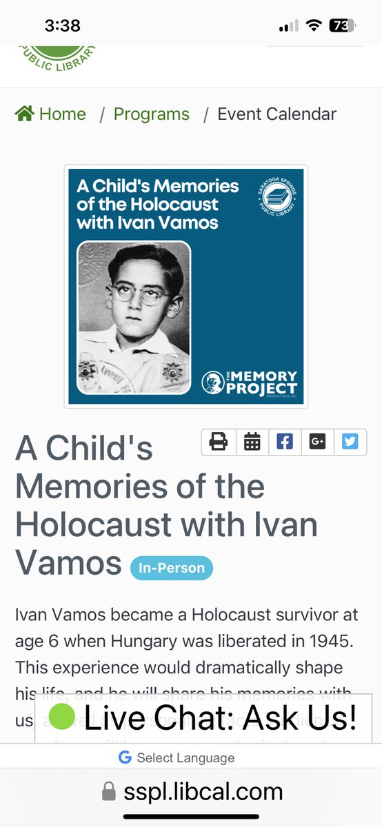 Excellent speaker with an inspiring message of survival, hope and a mother’s love. #library #Saratogasprings