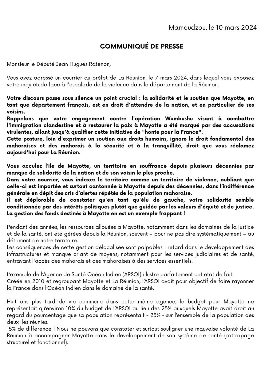 ForcesVives976's tweet photo. @DeputeRatenon nous avons un message pour vous 🫵🏼 #Mayotte #LesForcesVives https://t.co/XuA6eJkU8c