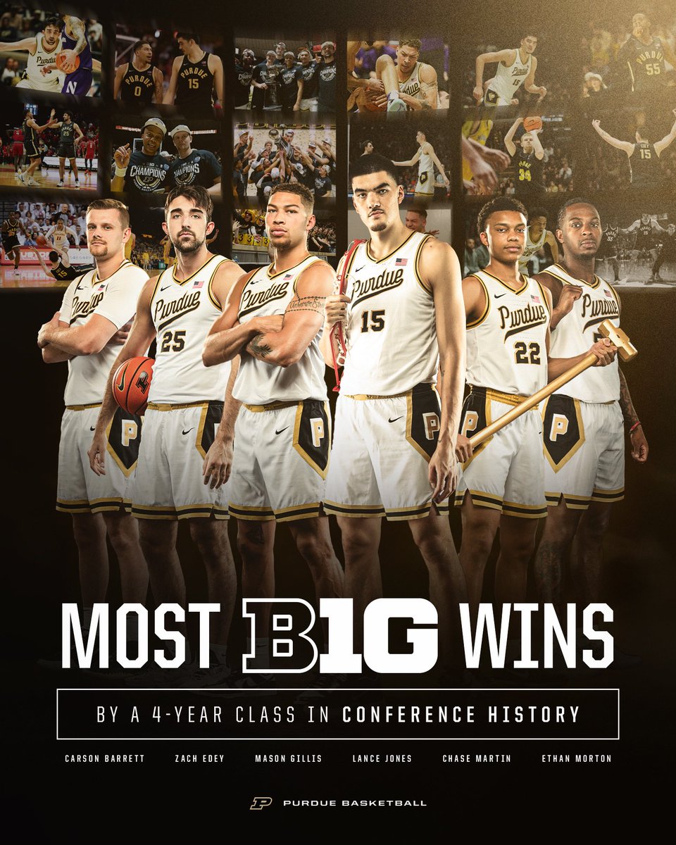 BoilerBall's tweet photo. Most conference wins by a senior class in @B1GMBBall history. https://t.co/F0LSDQToFf