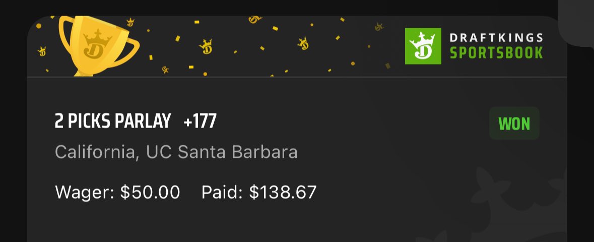 CPTwoThirds's tweet photo. What a day. Again. 

Florida/TCU: Coastal Carolina +133 ✅, FSU -106 ✅, Vanderbilt -108 ✅

Cal/UCSB +177 ✅
Coastal/DBU +120 ✅
Xavier +4.5 ✅
Houston/Auburn +102✅
Houston/Coastal Carolina +127 ✅
Houston/DBU +155 ✅
CSUN +3.5 ✅
Louisiana Tech ✅
Kansas State/VT +151✅ https://t.co/0PajEHQI0U