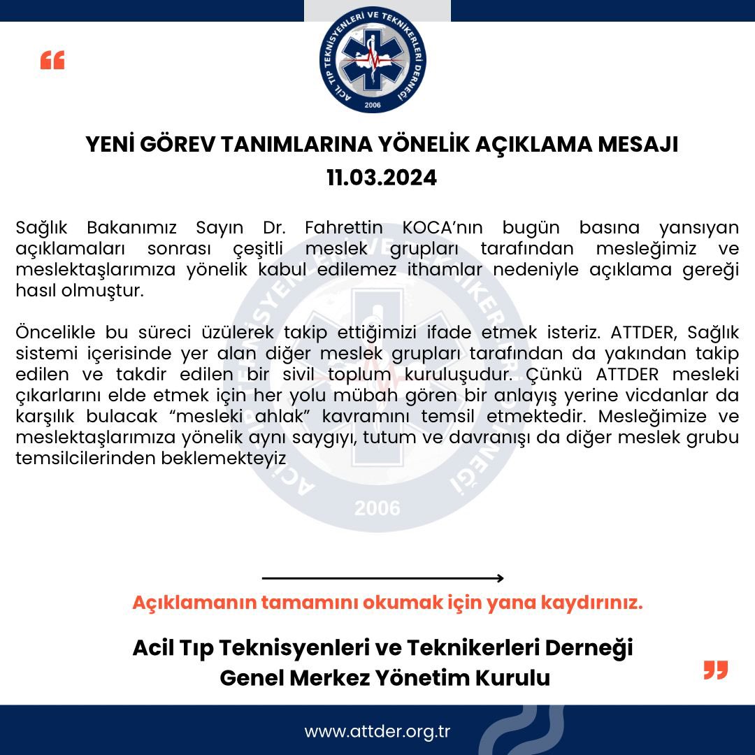 AbdullhBaltaci's tweet photo. #ATTDER Olarak Yeni Görev Tanımlarına Yönelik Açıklama Mesajımız https://t.co/YHgkzBbY1c