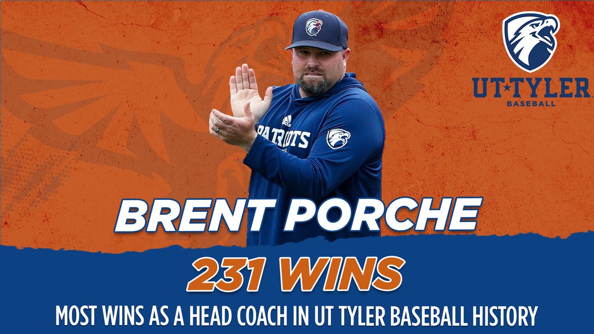 BASE | A true legend in the @uttylerbaseball program who ushered in a new era as soon as he took over! With today's win, head coach Brent Porche moves into the number one spot on the UT Tyler wins list! Congrats Coach! #SWOOPSWOOP