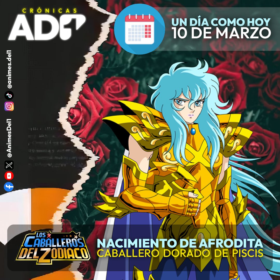 animecronicas's tweet image. Y también #UnDíaComoHoy nació en Groenlandia el Caballero Dorado de #Piscis, #Afrodita.

⏱️ #Efemérides de los #CaballerosDelZodiaco en las Crónicas de los #AnimesDel1.

#SaintSeiya