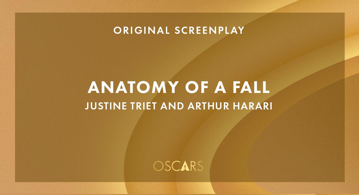 Congratulations to Justine Triet and Arthur Harari on winning Best Original Screenplay for 'Anatomy of a Fall'! #Oscars