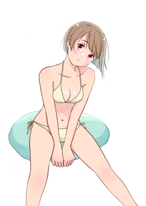 朝練習絵で水着かすみん(グラビア写真参考にしました)#中須かすみ #虹ヶ咲 