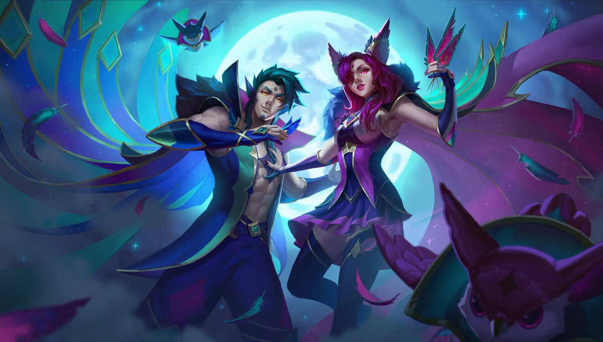 ErlanMays's tweet photo. Xayah and Rakan Fanart. 
I took a while to finish this one -.- https://t.co/Bypg8qjkBo