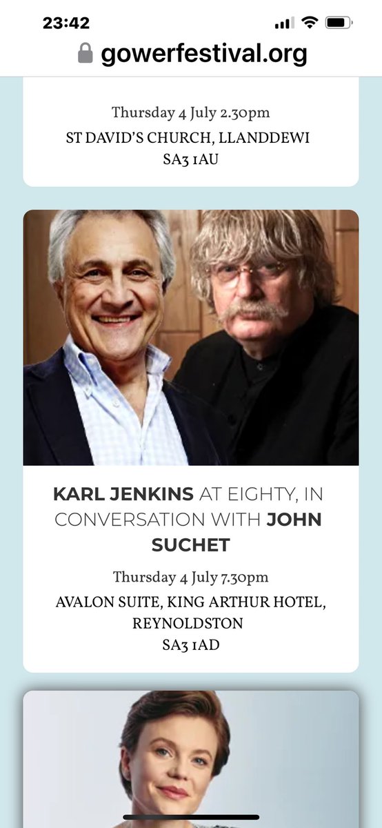 Spectacular concert to celebrate Sir Karl Jenkins 80th birthday and great post concert party. Looking forward to being on stage with Sir Karl @gowerfestival 4 July.