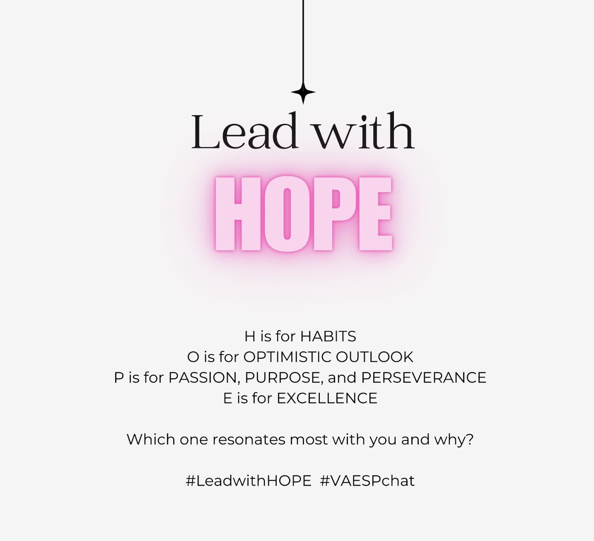 jbmrkelly's tweet image. Question #1:  
My system of HOPE leads to self efficacy! #VAESPchat