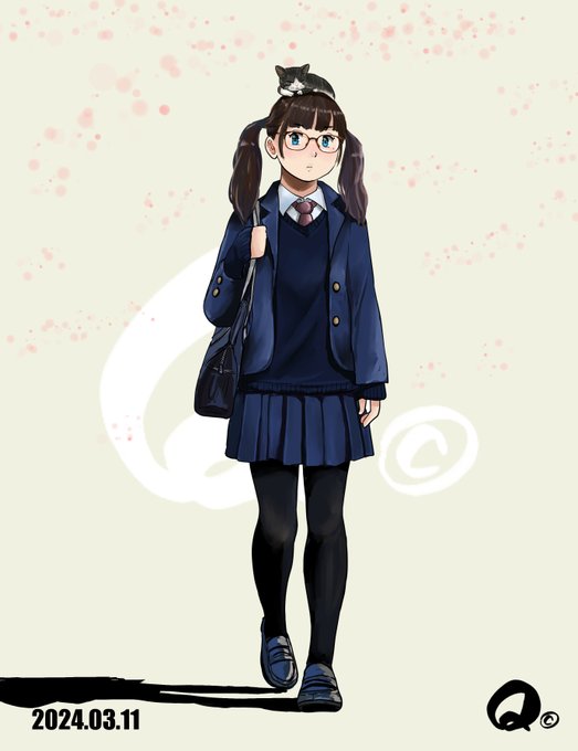 「cat on head school uniform」 illustration images(Latest)