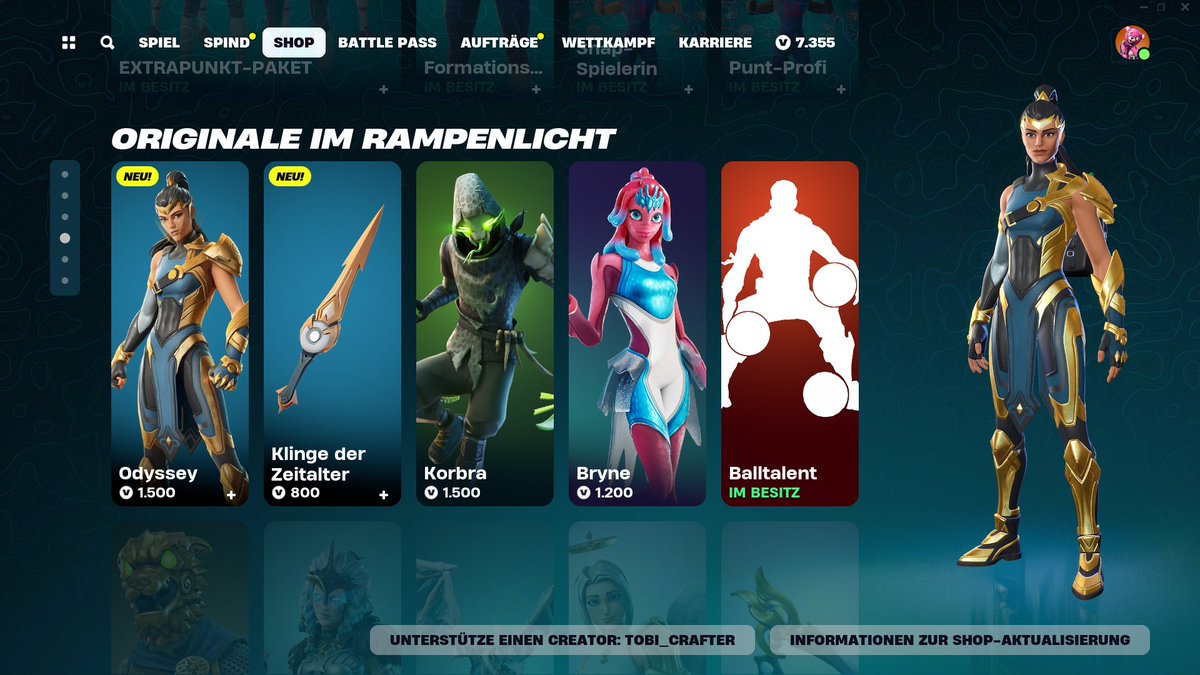 Tobi_CrafterFN's tweet photo. The NEW Odyssey Skin is available now!
#Fortnite

Use Code "Tobi_Crafter" if you'd like to support me! 🔥 #EpicPartner https://t.co/Sg3xgL5CGr