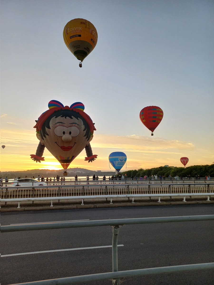 More Canberra Day balloon watching 
Some of them only just cleared Commonwealth Ave bridge, not sure if by accident or design #BalloonSpectacular #VisitCanberra