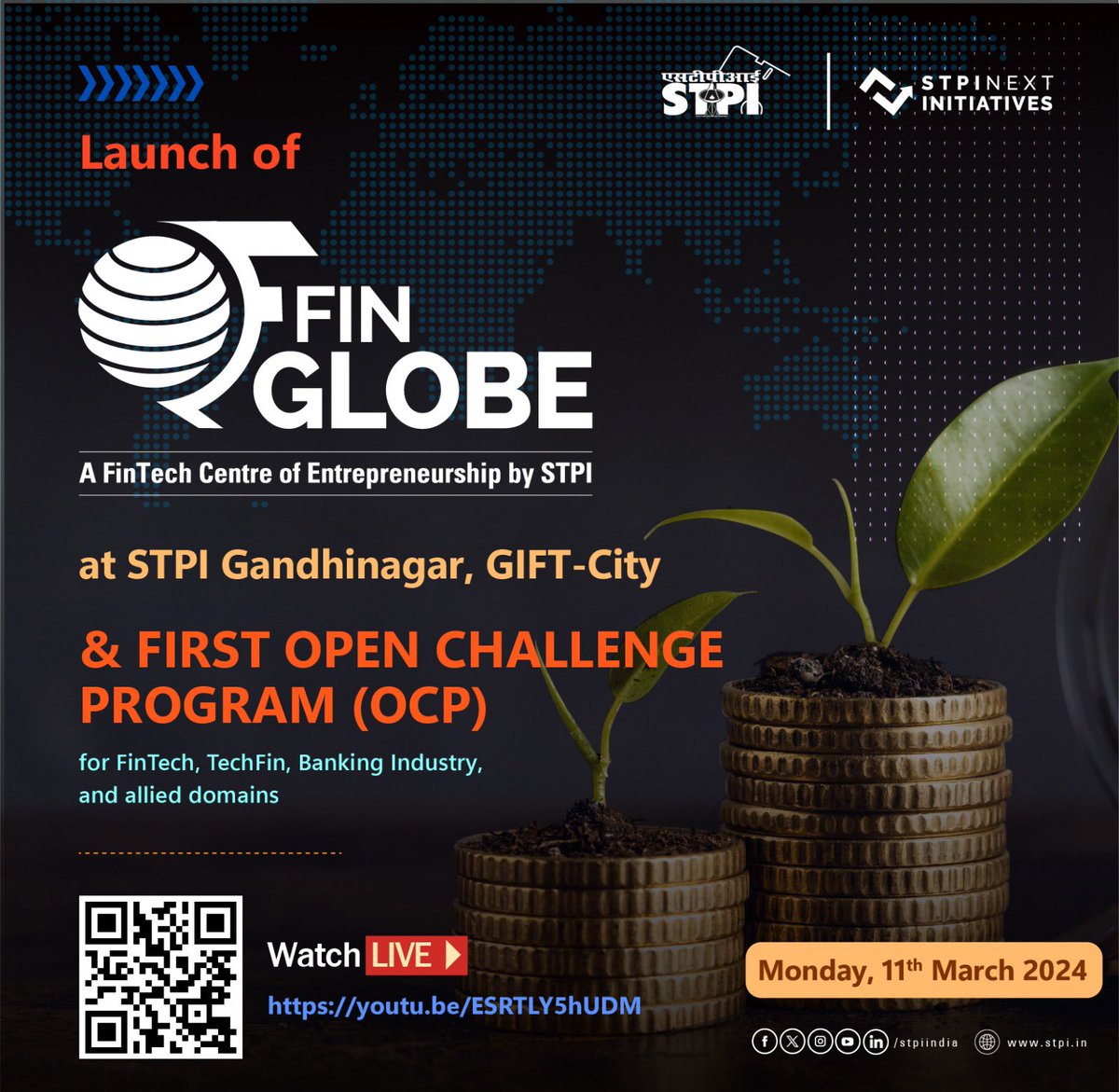 STPI is all set to launch a new CoE in #FinTech domain, titled FinGlobe, in #Gandhinagar along with its first open challenge for the startups. 🗓️ 11/03/2024 🕙 10 am 🔗 bit.ly/stpi-finglobe-…