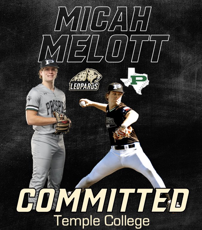 ThePHSBaseball's tweet image. Congratulations to Micah Melott on his commitment to pursue his academic and baseball career at Temple College. We look forward to Micah’s continued leadership and excellence with the Eagles for his senior year and at the next level. 
 
#Details212
#ProsperHSBaseball
#UncommonMen