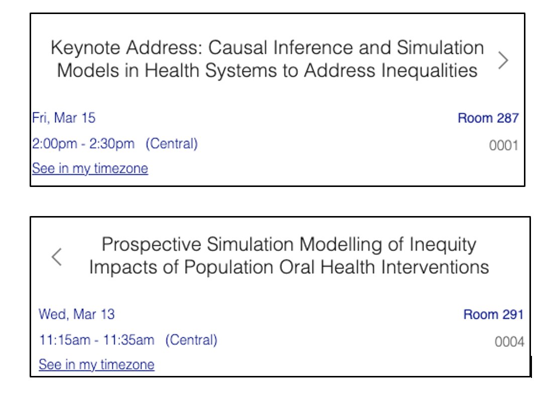 Excited to speak on causal inference and simulation methods at the #IADR2024 in two sessions. Looking forward to meeting colleagues and friends. Also, what an incredible opportunity for me to learn new developments in area and meet new collaborators in population oral health.