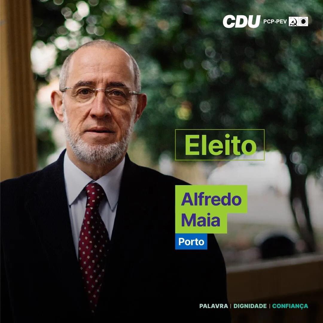 Alfredo Maia eleito deputado pelo distrito do Porto.