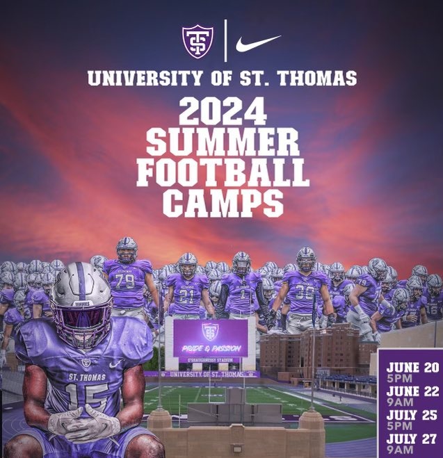 Thank you <a href="/Coach_Caruso/">Coach Glenn Caruso</a> for the invite to the <a href="/UST_Football/">St. Thomas Football</a> summer football camp!!!