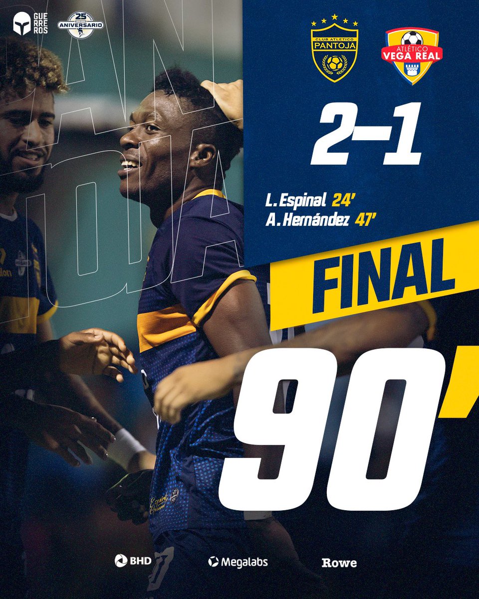 atleticopantoja's tweet photo. ¡INICIO VICTORIOSO! ⚔️

Los GUERREROS consiguieron su primer triunfo de la LDF 2024 al vencer 2-1 al Atl. Vega Real, con goles de Luis Espinal y Aricheell Hernández.

¡SOMOS GUERREROS! 💙💛💙 https://t.co/wHBZSUEZYx