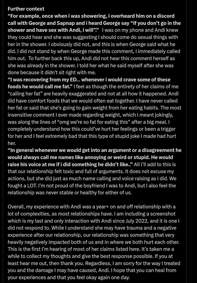 Punz has addressed the allegations. He has denied taking advantage of Andivmg but admitted to things like the racist comment & confirmed that GeorgeNotFound did say the sexual comment about Andi but disavows it. He has apologised for how he treated them. Thoughts?