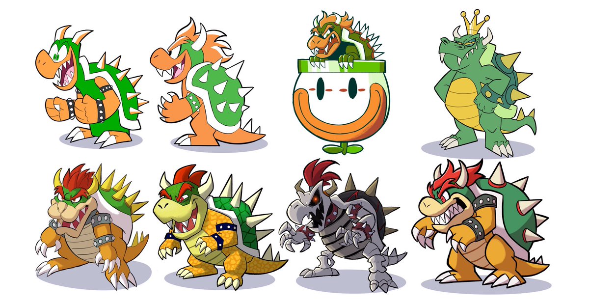 Forgot to draw something for #MAR10Day but here’s a bunch of Bowsers from a while ago