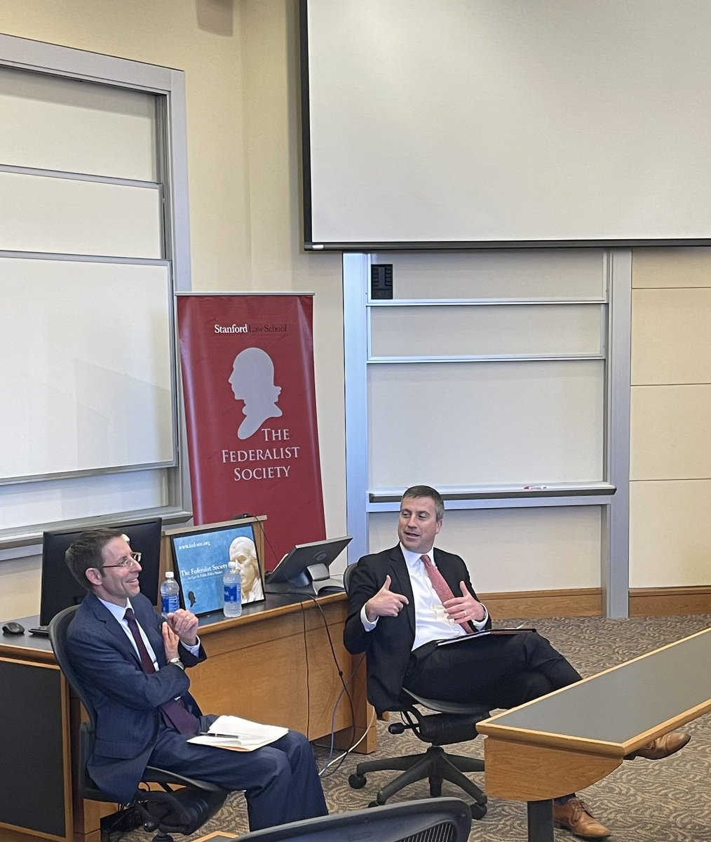 SLSFedSoc's tweet photo. Thank you to Judge Daniel Bress (Ninth Circuit) and Judge Trevor McFadden (DDC) for speaking to our chapter. East meets West! https://t.co/BlOIKvCy3K