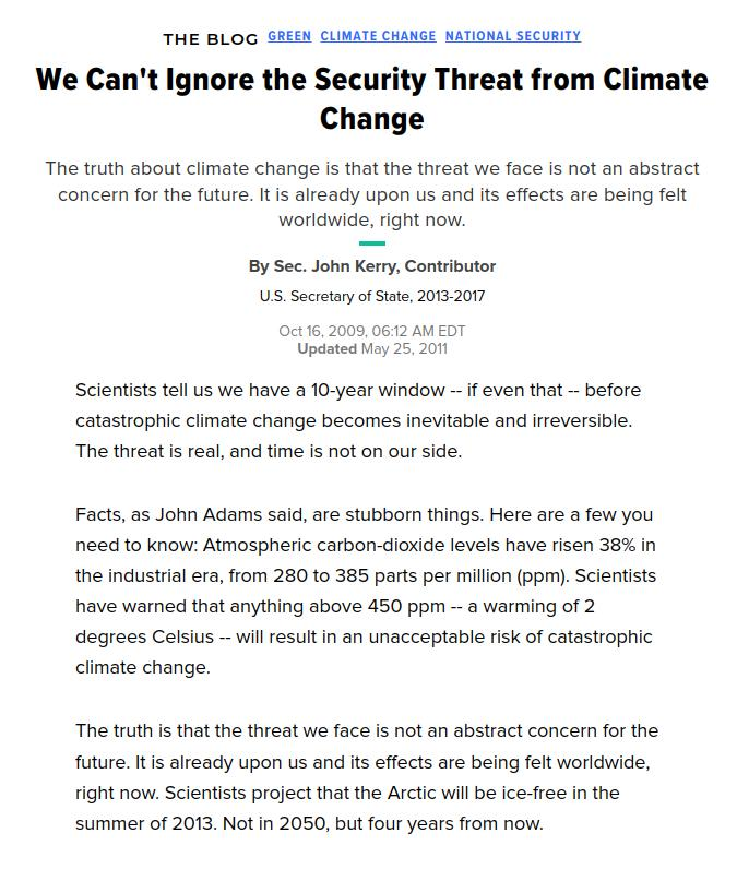 Fifteen years ago, <a href="/JohnKerry/">John Kerry</a> said the Arctic would be ice-free by 2013 and we only had ten years to save the planet from global warming.
#ClimateScam 

huffpost.com/entry/we-cant-…