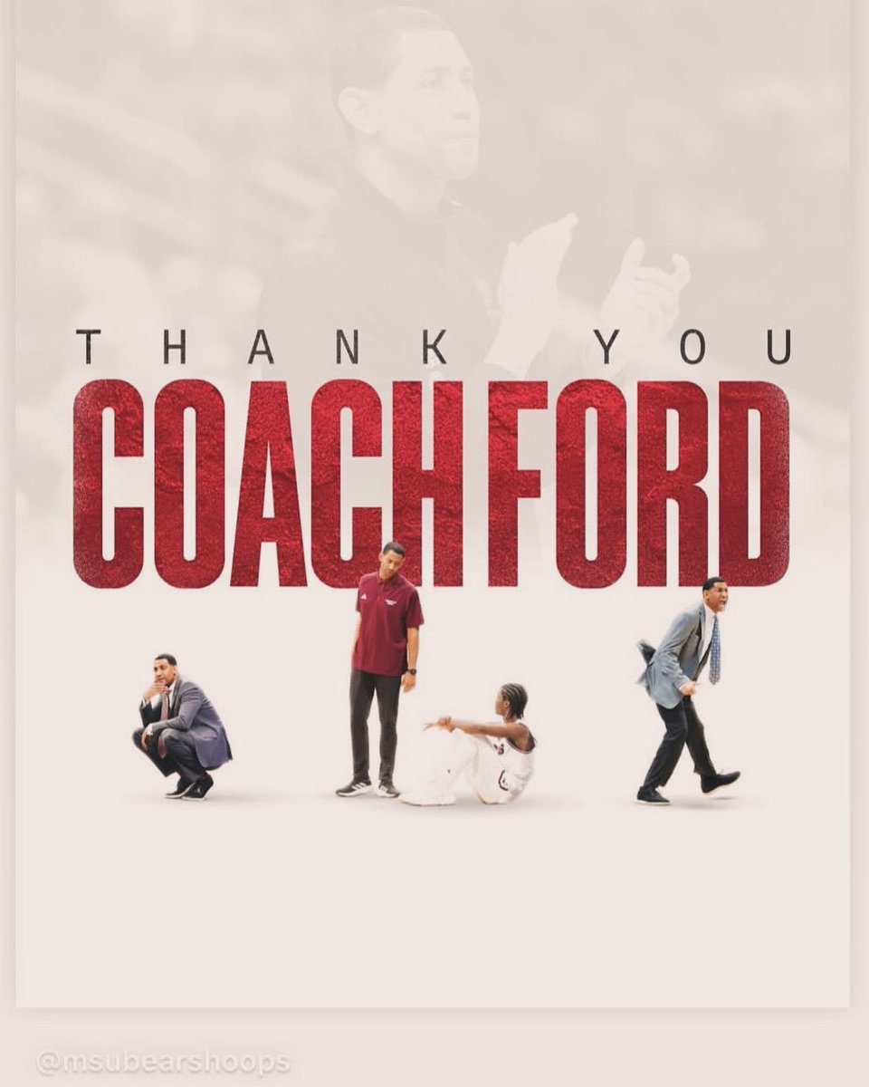 For 6 years I’ve been the Character Coach for Coach Ford and @MSUBearsHoops 
God has your next chapter prepared. May His blessings be evident. 
You are a fierce competitor, a faith filled follower of Jesus, and a lifetime friend. Honored to have journeyed with you.
Go Bears!