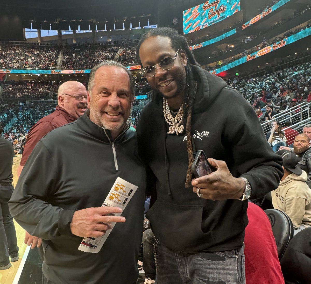 CoachMikeBrey's tweet photo. Reunited!   @2chainz  @ATLHawks  #TrueToAtlanta 
@CPSkyhawks https://t.co/4v7oZuFipW
