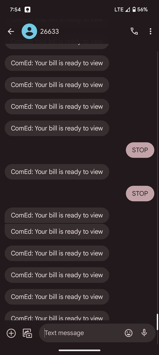 connortomasko's tweet photo. @ComEd your text reminders are spamming me and have been since yesterday at 10:05 am! help https://t.co/oSYkuP56G0