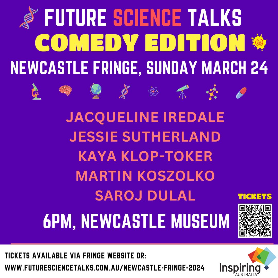 Like laughing & science? 🤣🧑‍🔬

Join these @Uni_Newcastle researchers at @Newyfringe for their #sciencecomedy debut 🔥 Sunday March 24

Speakers include @IredaleJackie @scientistjessie @KayaKlop @PhilOfSound & @sarojdulal95 

Tickets: newcastlefringe.com.au/events/future-…

#newcastlensw