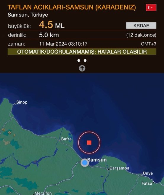 #deprem hayırlı gün dinlemez geçmiş olsun #Samsun