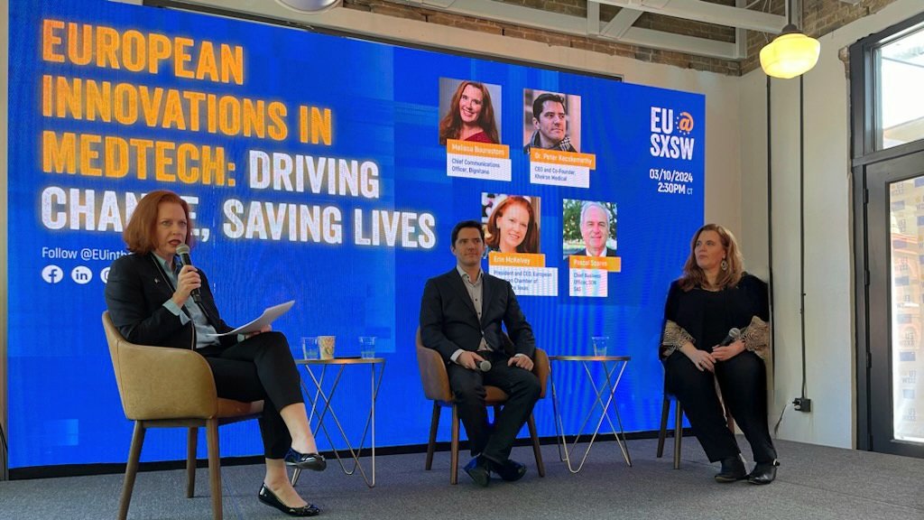 Thanks to all who attended the #SXSW Euro House panel today, 'European Innovations in MedTech: Driving Change, Saving Lives.'  Great discussion, and we look forward to connecting with you to continue the dialogue! #SXSW2024 #EACCTx #EUatSXSW #KheironMedical #sonsas #Dignitana