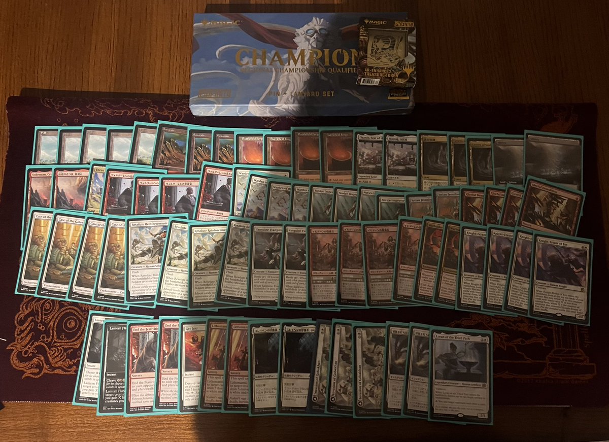 won my rcq with convoke deck felt good board is very suboptimal
mono red✅✅
mirror ❌✅✅
mono red❌✅✅
esper ❌✅✅
draw round 

t8 uw❌✅✅
t4 mentor ✅❌✅
finals domain ❌✅✅

cya in dallas , ty @SmnttMTG for the cards!