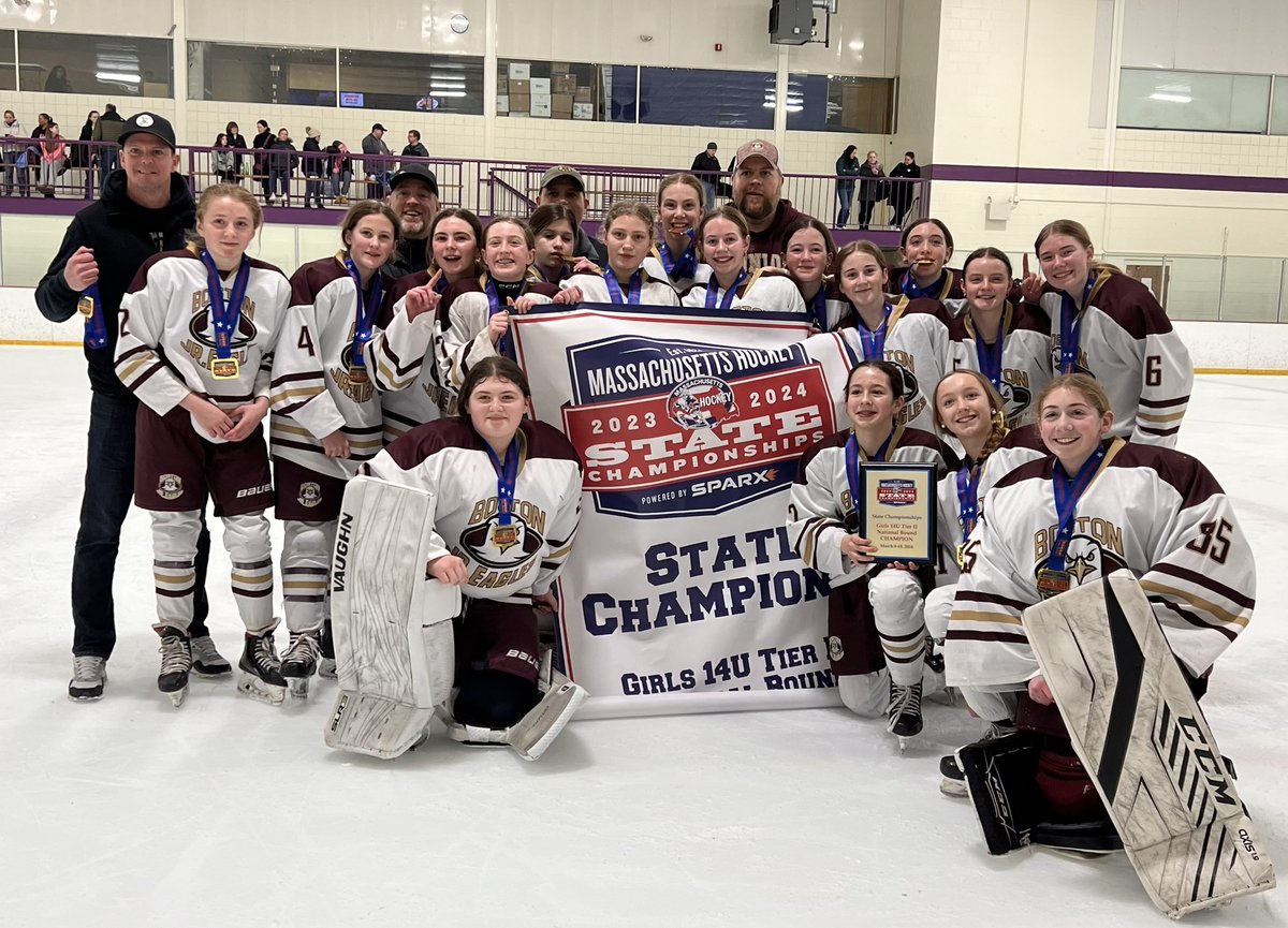 BostonJrEagles's tweet image. 6th 🏆 of the day! Congrats to U14 Gold on winning the Tier 2 @Mass_Hockey State Championship to punch their ticket to @usahockey Nationals in South Dakota!🦅 #NattyBound