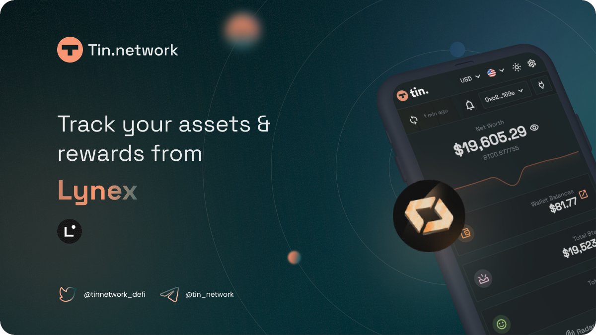 We now support <a href="/LynexFi/">Lynex</a> on <a href="/LineaBuild/">Linea.eth</a> 🎉
Track your assets and rewards from Lynex with Tin.network 👀

#linea $LYNX $veLYNX